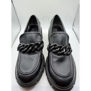 Madden Girl Hoxtonn Black Platform Lug Sole Chain Loafers Womens 8.5M HOXT02J1